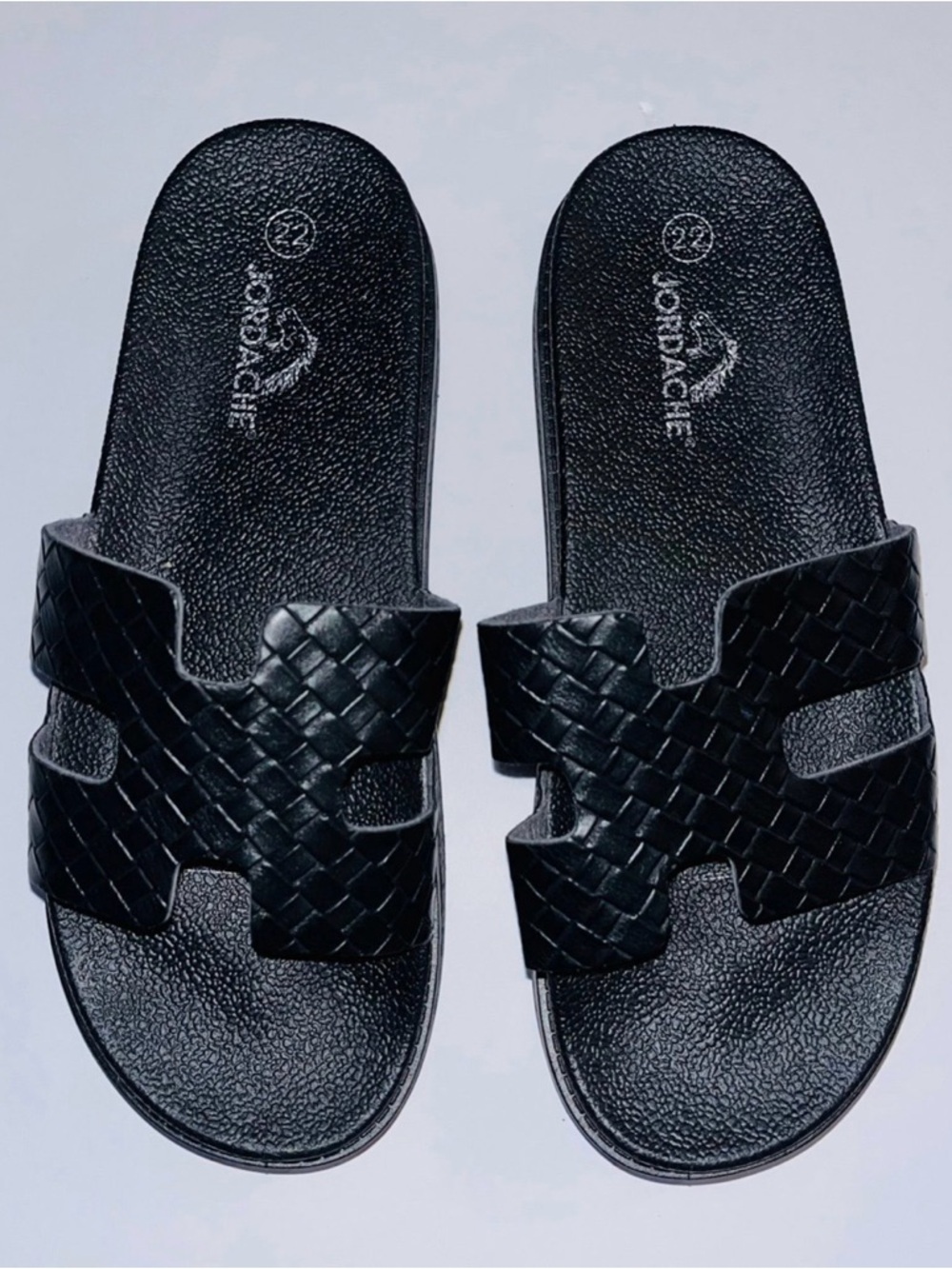 Jordache Black Woven Slide Sandals for Women